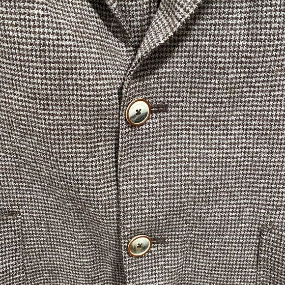 Massimo Dutti Brown Gingham Print Wool Blend Blazer Size 40 - Picture 2 of 11
